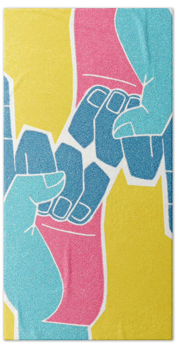 Above Beach Towel featuring the drawing Hands #7 by CSA Images