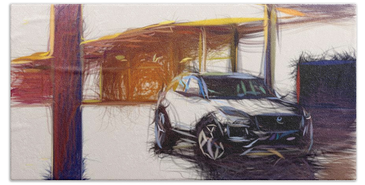 Jaguar Beach Towel featuring the digital art Jaguar E PACE Drawing #8 by CarsToon Concept