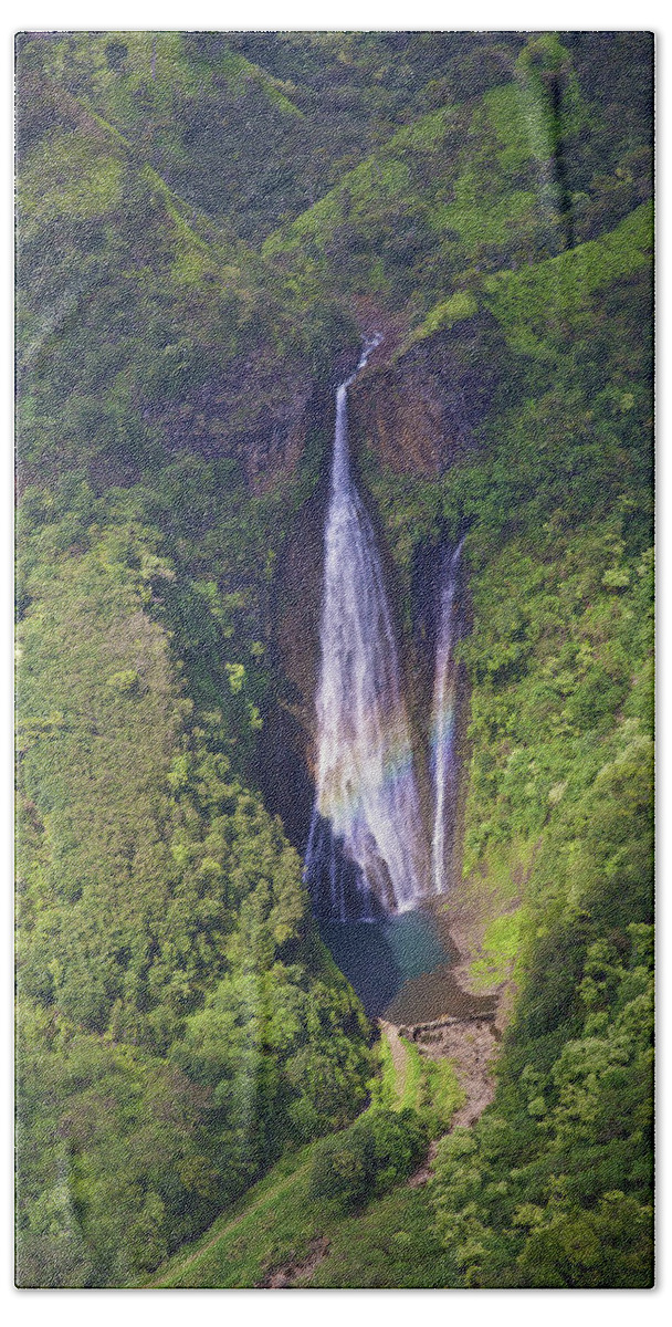 Napali Beach Towel featuring the photograph Kauai Falls #8 by Steven Lapkin