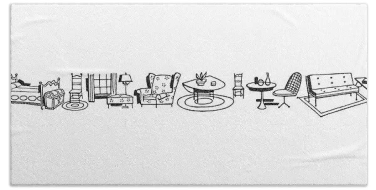 Archive Beach Towel featuring the drawing Furniture #8 by CSA Images