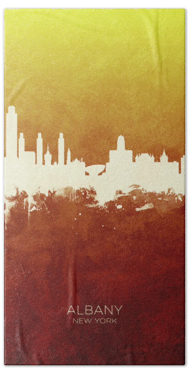 Albany Beach Towel featuring the digital art Albany New York Skyline #9 by Michael Tompsett