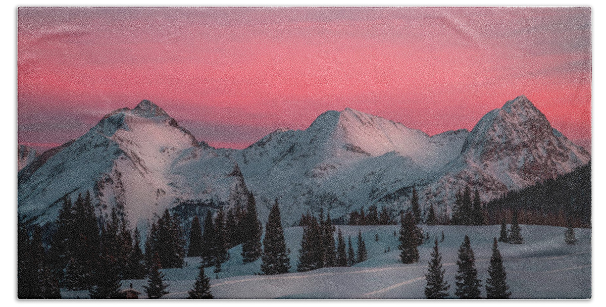 Colorado Beach Towel featuring the photograph A Colorado Winter Sunset by Jen Manganello