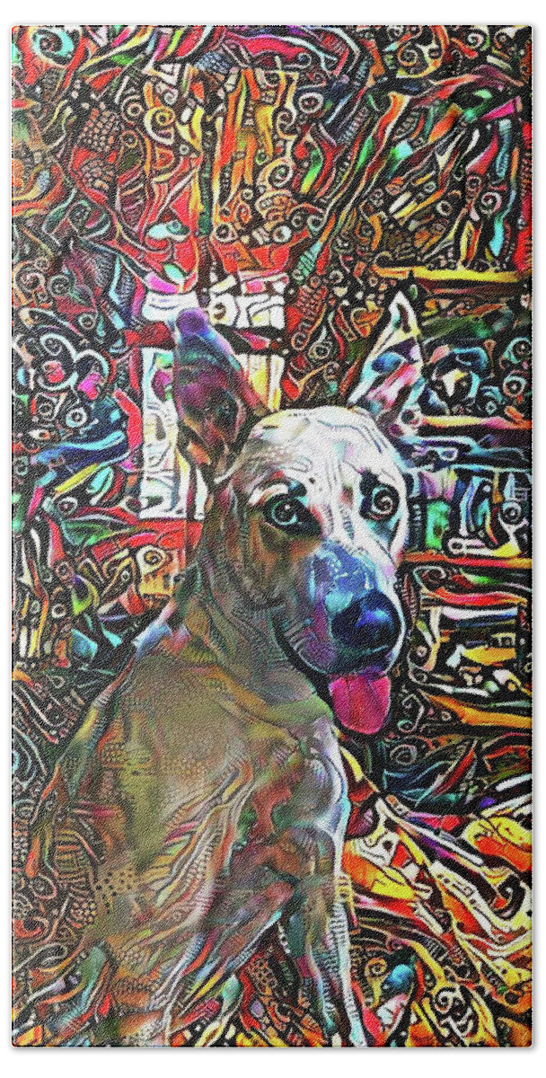Mixed Breed Beach Sheet featuring the digital art A Dog Named Moe by Peggy Collins