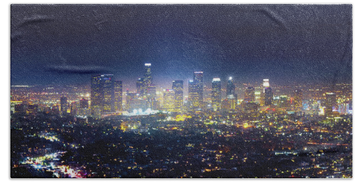 California Beach Towel featuring the photograph A Night in Los Angeles by Mark Andrew Thomas