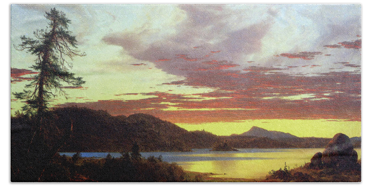 Church Beach Towel featuring the painting A Sunset by Frederic Edwin Church