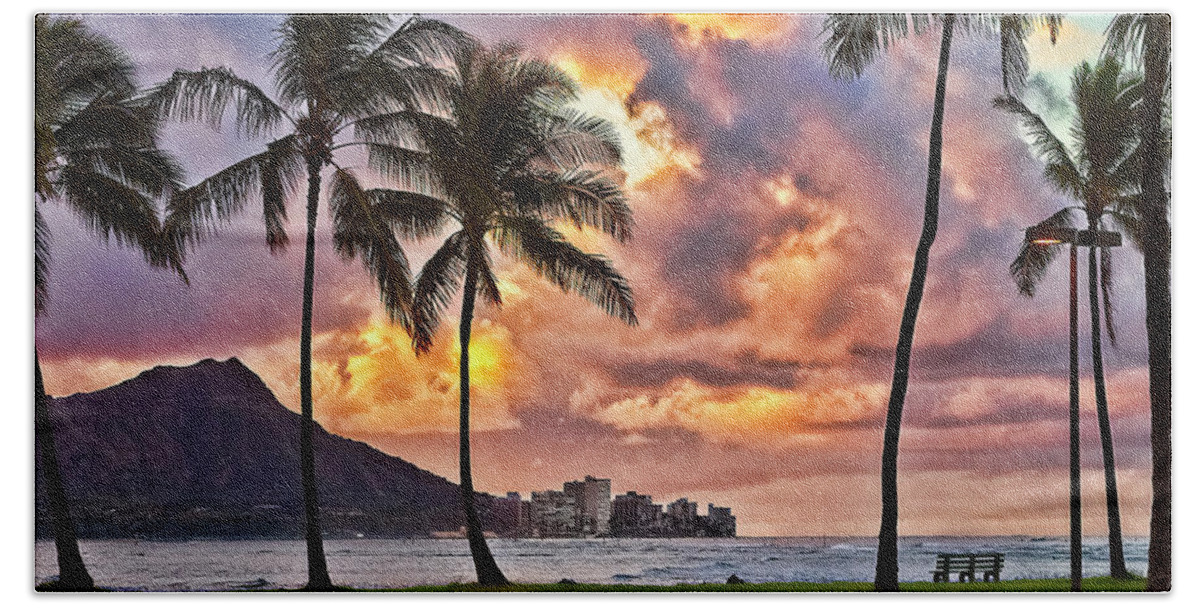 Architecture Beach Sheet featuring the photograph A View From Ala Moana Beach Park by Marcia Colelli