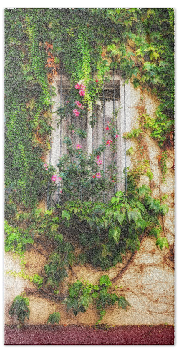 Window Beach Towel featuring the photograph A Window in Le Suquet Cannes by Lauri Novak