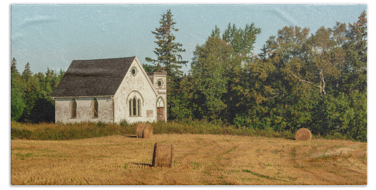 Wheatly River Beach Towel featuring the photograph Abandoned Church at Wheatly River Prince Edward Island by Douglas Wielfaert