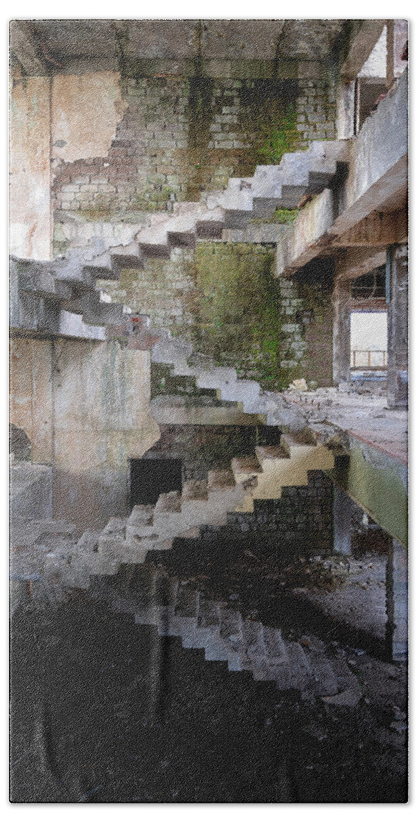 Abandoned Beach Towel featuring the photograph Abandoned Stairs of Escher by Roman Robroek
