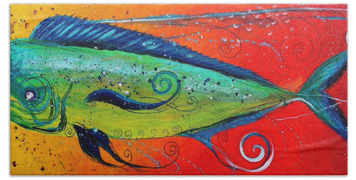 Fish Beach Towel featuring the painting Abstract Mahi Mahi by J Vincent Scarpace