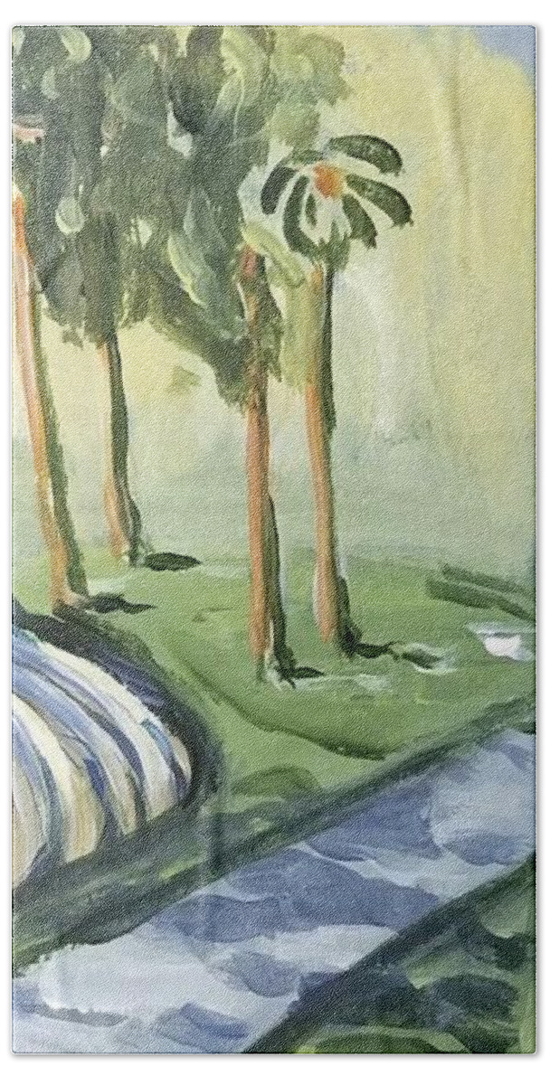  Beach Towel featuring the painting Afternoon in the park by Maria Langgle