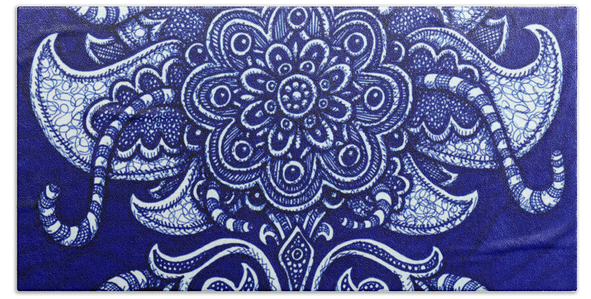 Boho Beach Towel featuring the drawing Alien Bloom 22 by Amy E Fraser
