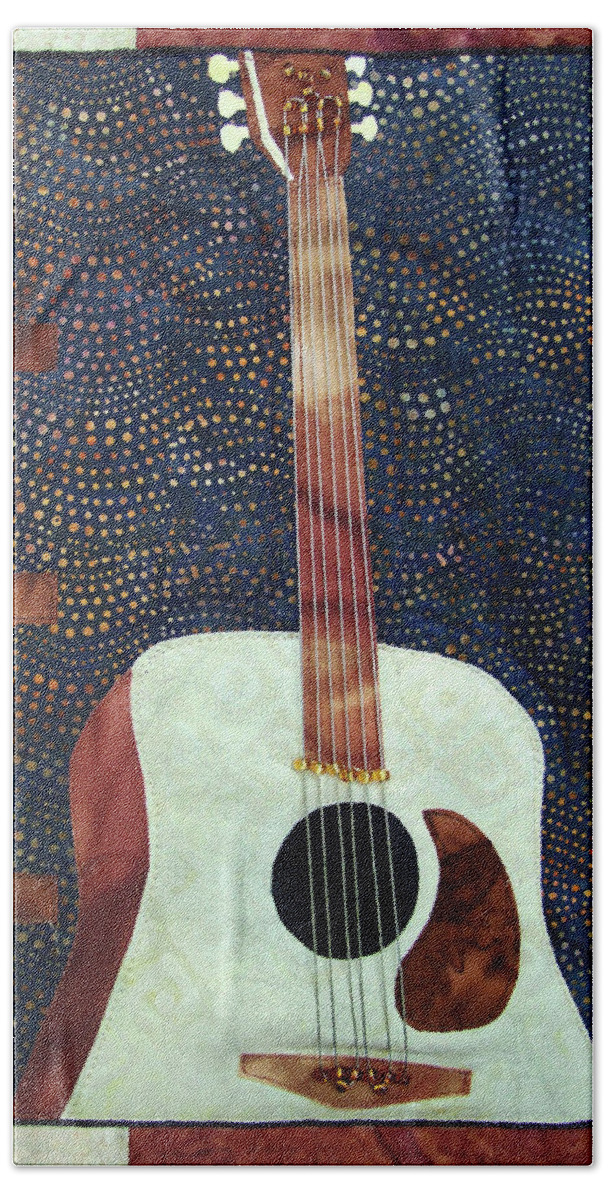 Guitar Beach Towel featuring the tapestry - textile All That Jazz Guitar by Pam Geisel