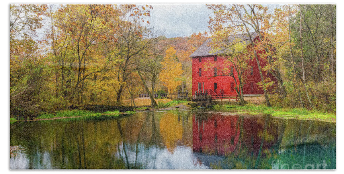 Ozarks Beach Towel featuring the photograph Alley Mill And Spring by Jennifer White