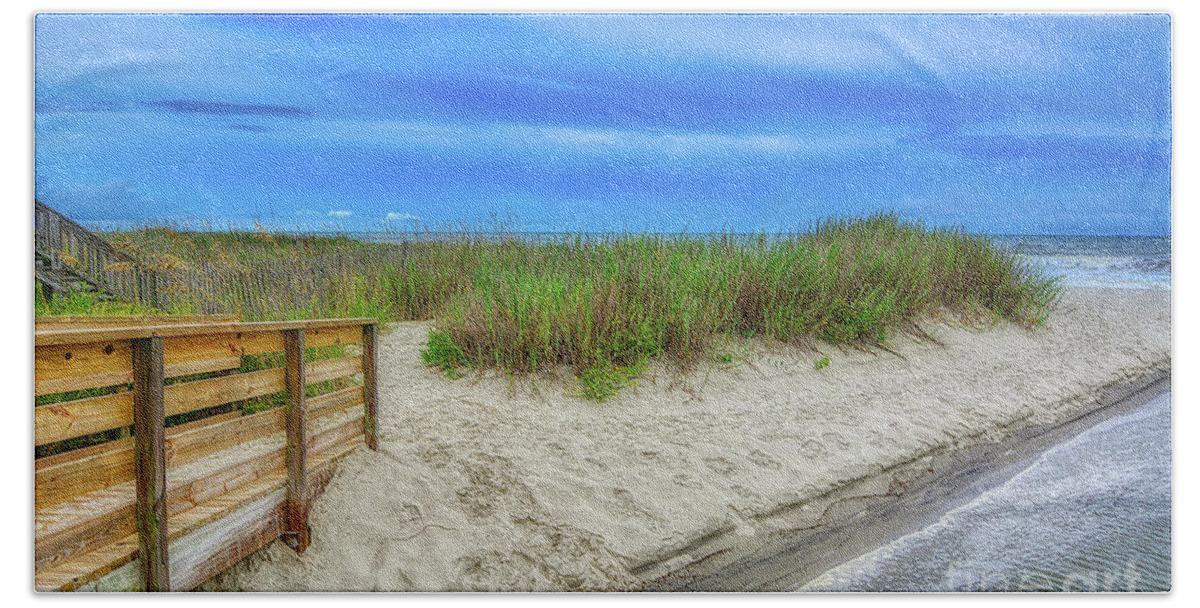 Scenic Beach Towel featuring the photograph Along Surfside Beach by Kathy Baccari