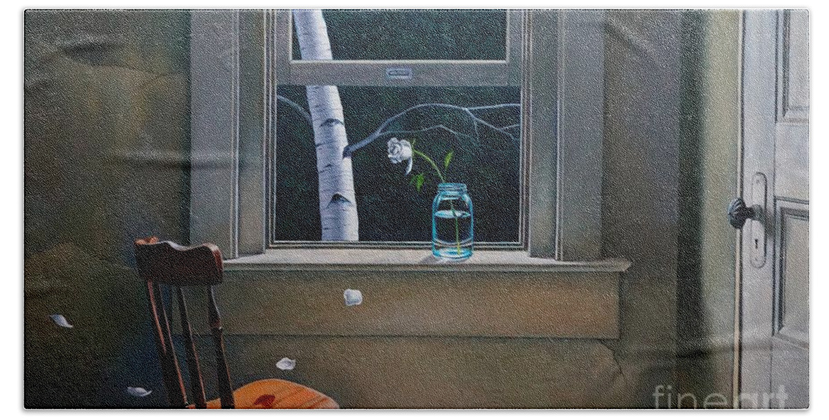 Window Beach Towel featuring the painting Always Here by Christopher Shellhammer