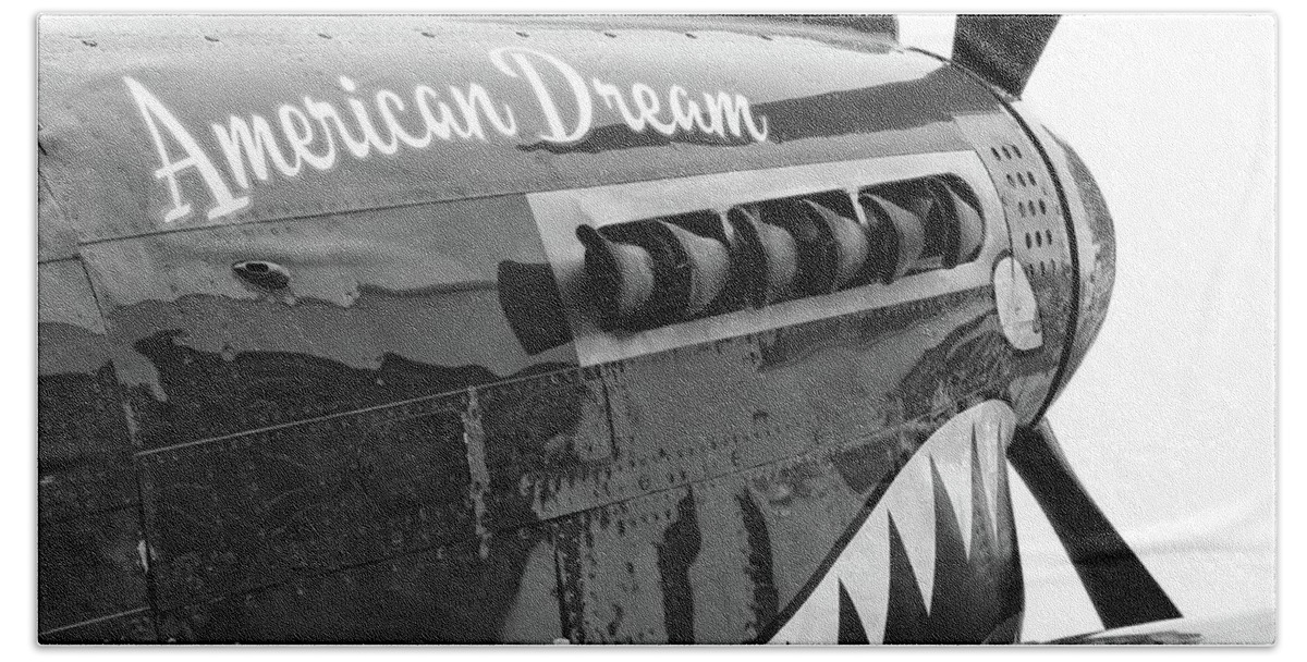 P40 Beach Towel featuring the photograph American Dream in Black and White by Chris Buff