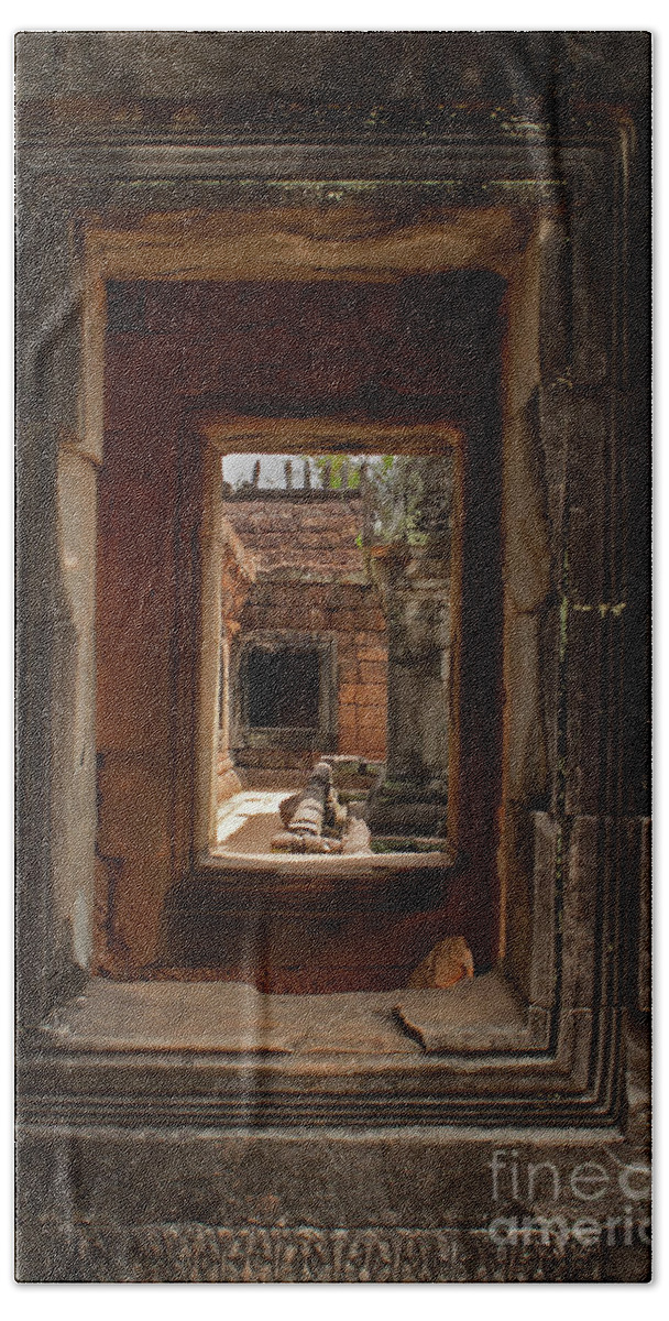 Doorways Beach Towel featuring the photograph Angkor Watt Doorways-Signed-#2713 by J L Woody Wooden
