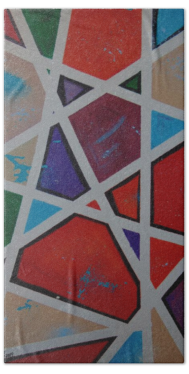Geometry Beach Towel featuring the painting Angles of Life by Antonio Moore