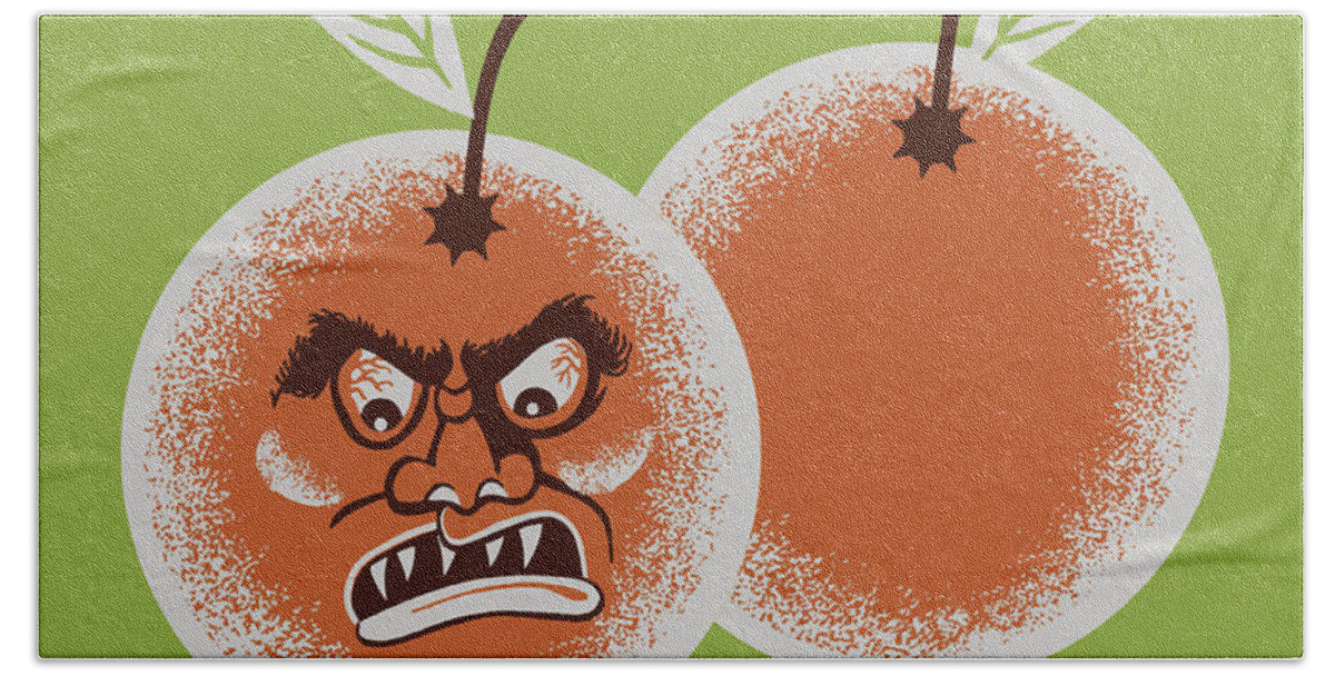 Anger Beach Towel featuring the drawing Angry Oranges by CSA Images