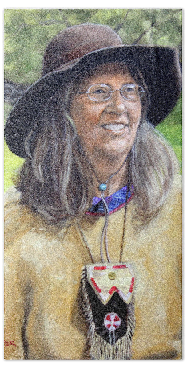 Portrait Beach Sheet featuring the painting Ann by Todd Cooper