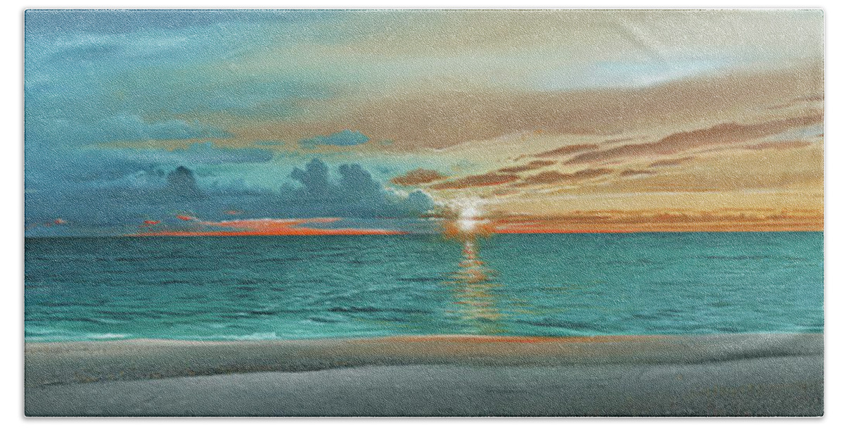 Anna Maria Island Beach Beach Sheet featuring the painting Anna Maria Island Beach by Mike Brown