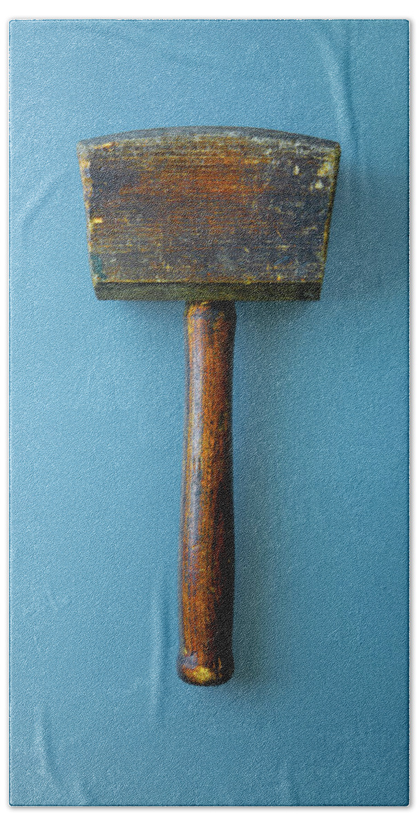 Mallet Beach Towel featuring the photograph Antique Wooden Carpenter's Hammer by David Smith