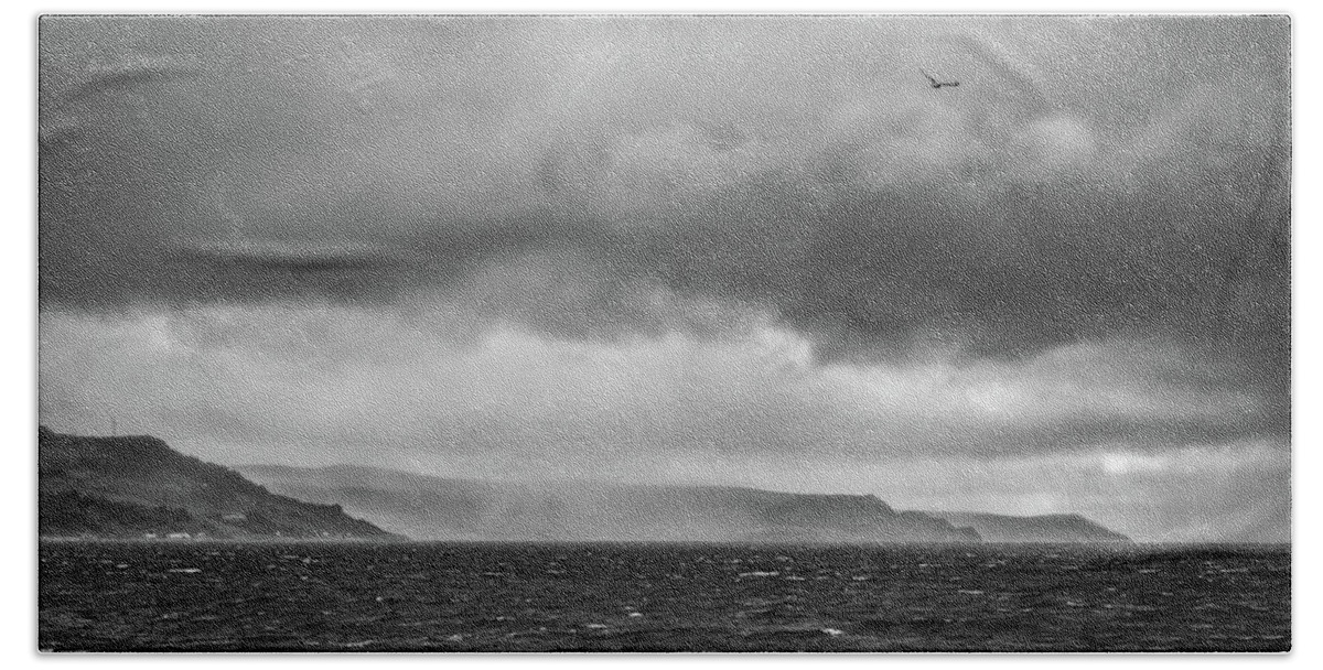 Cairncastle Beach Towel featuring the photograph Antrim Coast Squall by Nigel R Bell