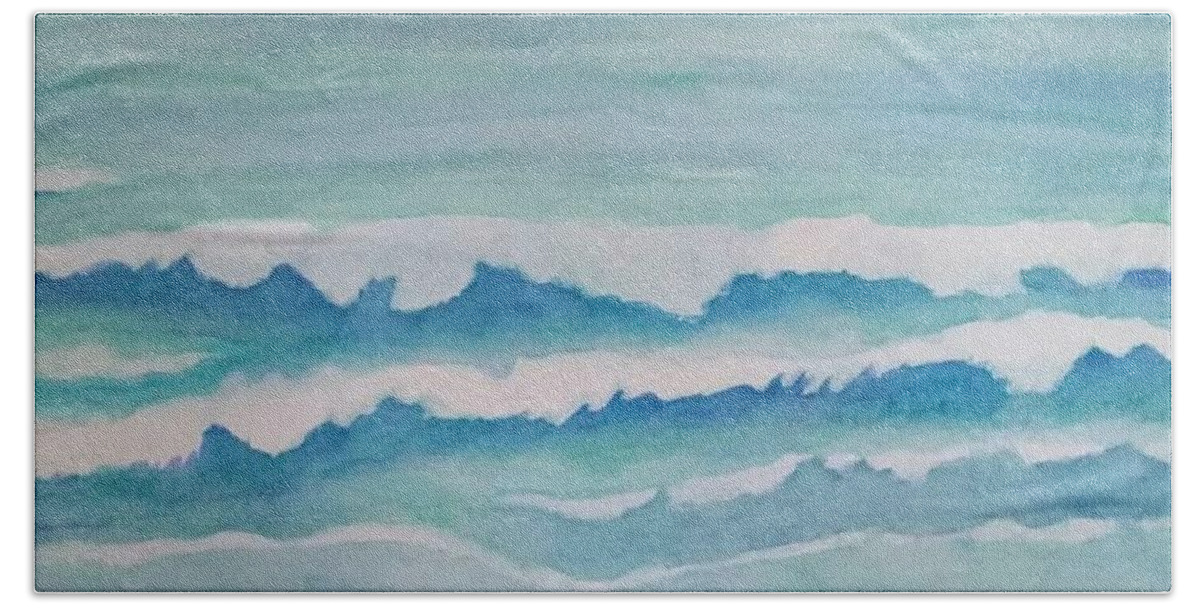 Emerald Coast Beach Towel featuring the painting Aqua Waves by Ann Frederick