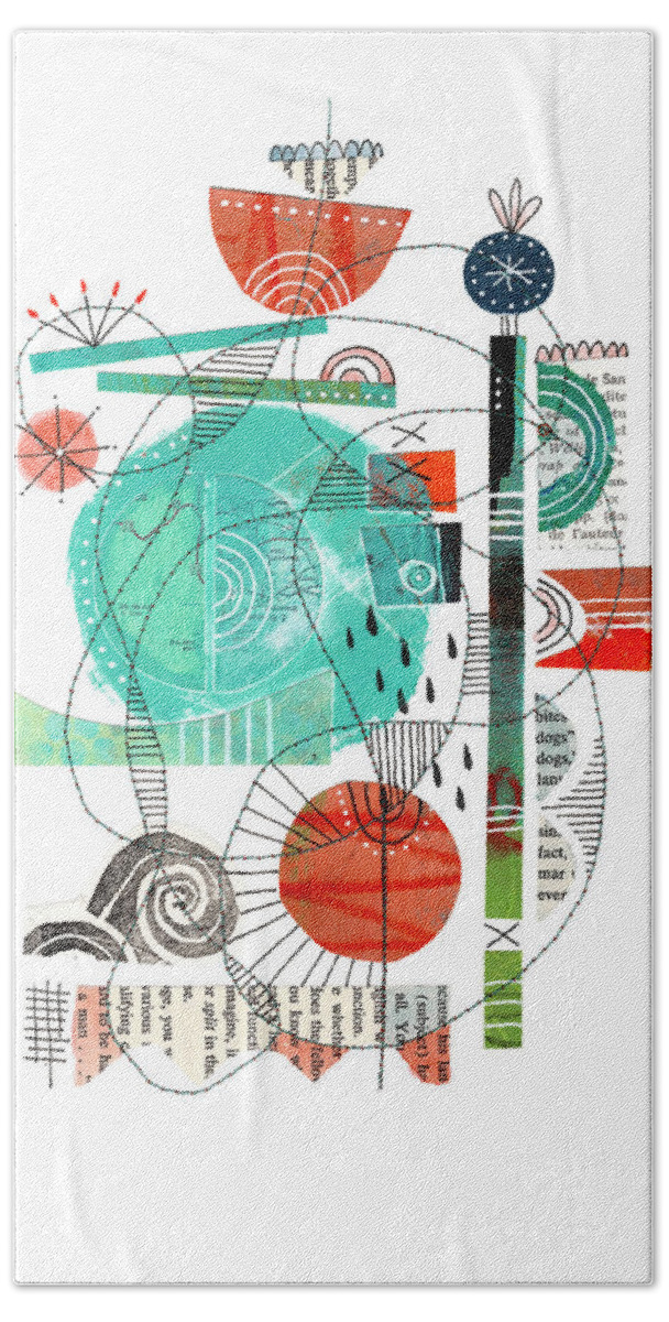 Collage Beach Towel featuring the mixed media Around the World by Lucie Duclos