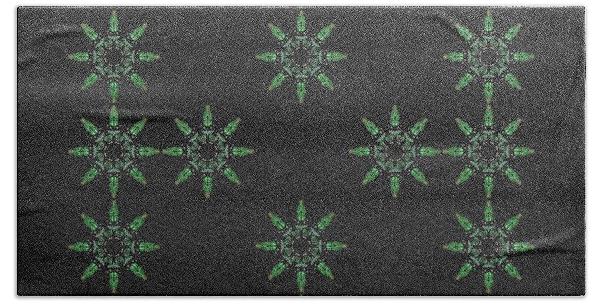 Modern Abstract Art Beach Towel featuring the drawing Art Deco Green Black by Joan Stratton