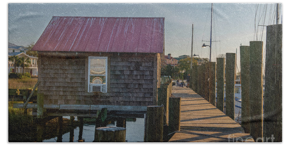 Dock Beach Towel featuring the photograph Artist Inspiration - Shem Creek by Dale Powell