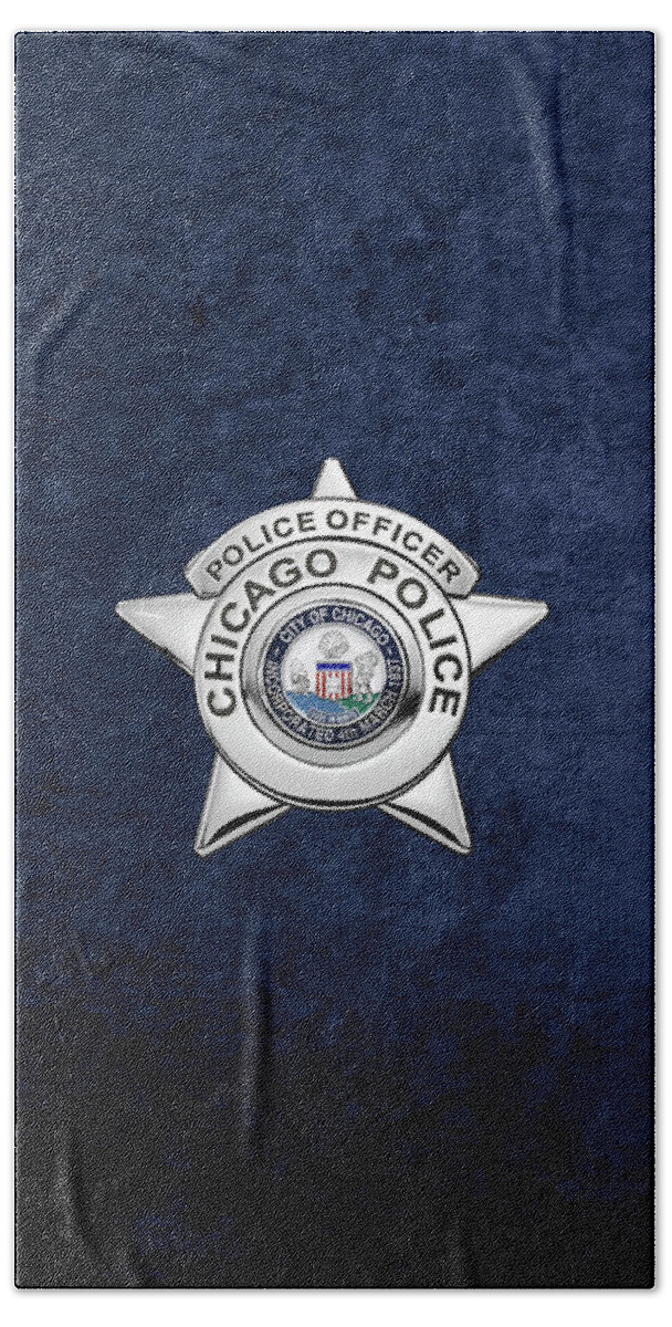  ‘law Enforcement Insignia & Heraldry’ Collection By Serge Averbukh Beach Towel featuring the digital art Chicago Police Department Badge - C P D  Police Officer Star over Blue Velvet by Serge Averbukh