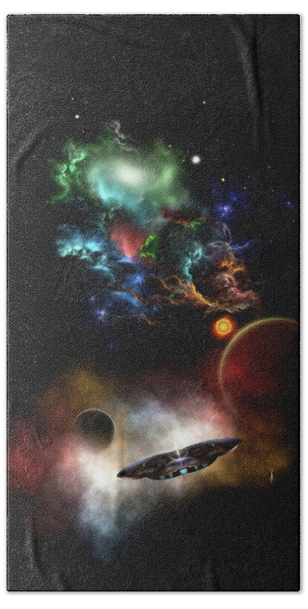 Space Beach Towel featuring the digital art Beyond Space and Time by Rolando Burbon