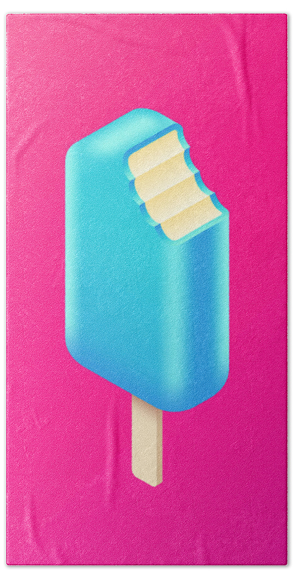 Ice Cream Beach Towel featuring the digital art Ice Cream Stick Isometric - Blue Heaven by Organic Synthesis