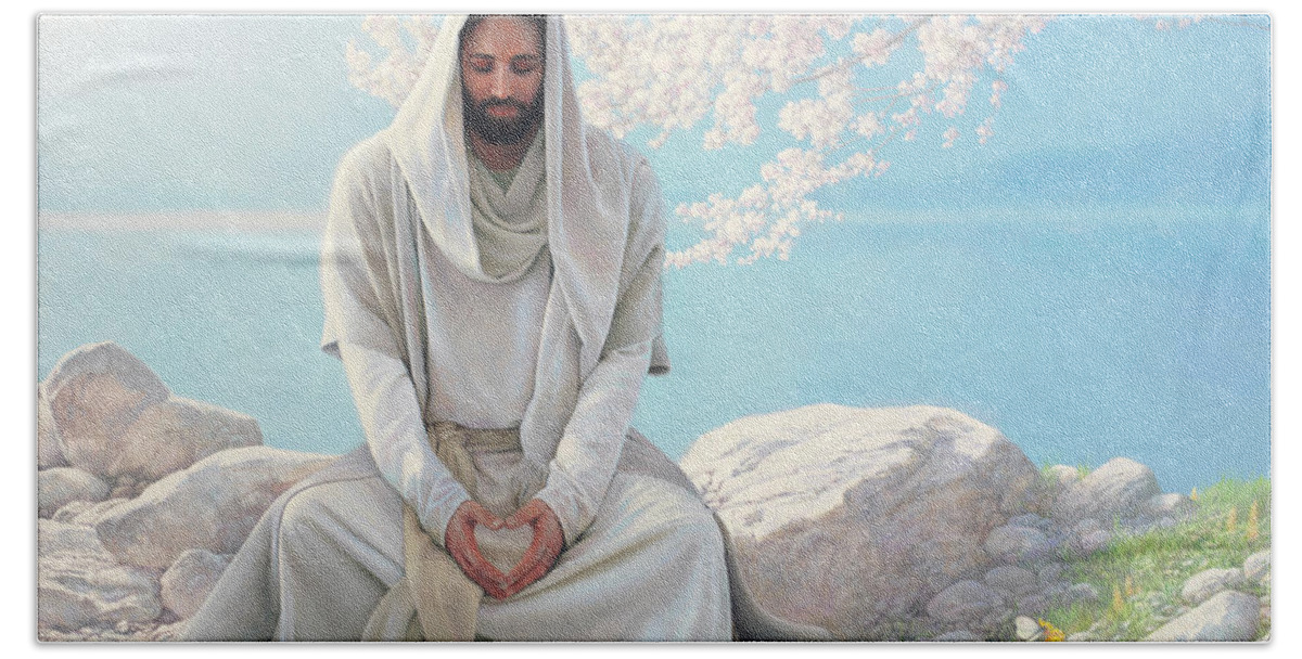 Jesus Beach Towel featuring the painting As I Have Loved You by Greg Olsen