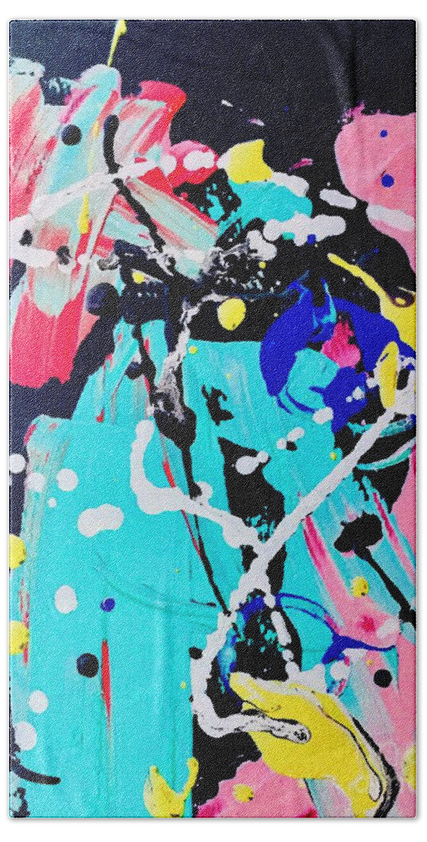Abstract Beach Sheet featuring the painting Astro by Elle Justine