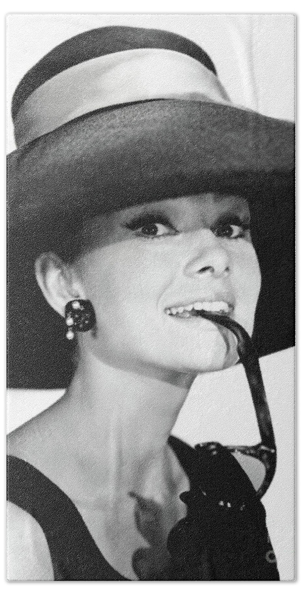Audrey Hepburn Beach Towel featuring the photograph Audrey Hepburn Goofing Around - circa 1969 by Doc Braham