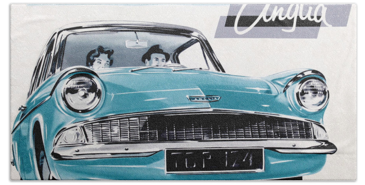 1960 Ford Anglia Beach Towel featuring the photograph Automotive Art 450 by Andrew Fare