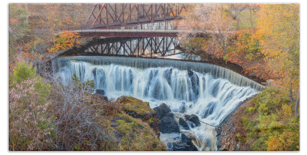 Norwich Beach Towel featuring the photograph Autumn at Indian Leap by Veterans Aerial Media LLC