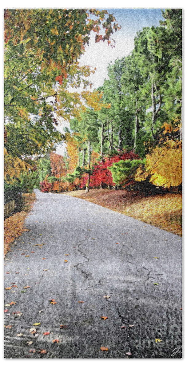 Autumn Beach Towel featuring the digital art Autumn Road by CAC Graphics