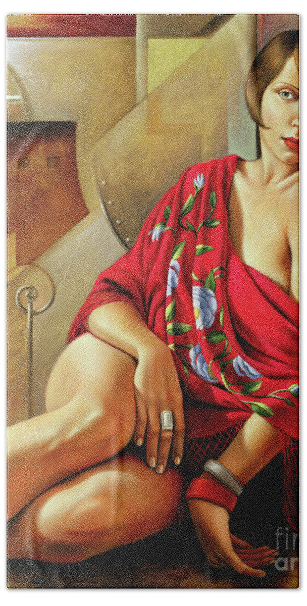 Seductive Beach Towel featuring the painting Autumn Ruby by Catherine Abel