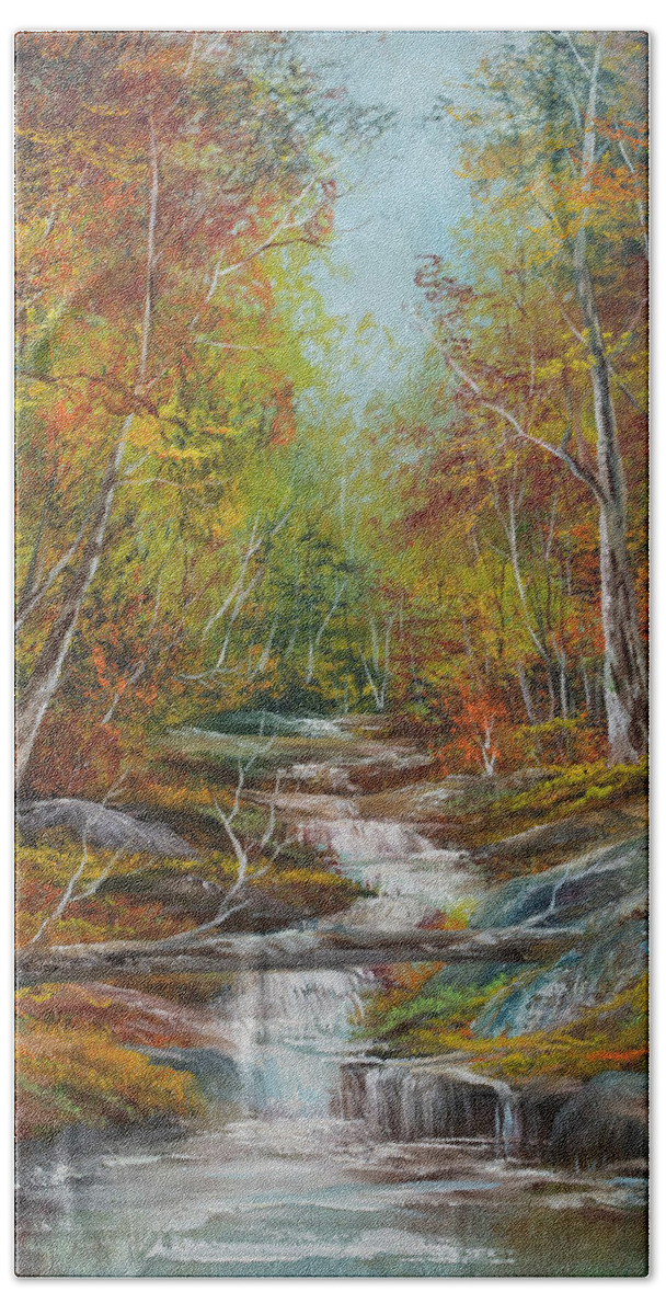 Forest Beach Towel featuring the painting Colors of Fall by Lynne Pittard