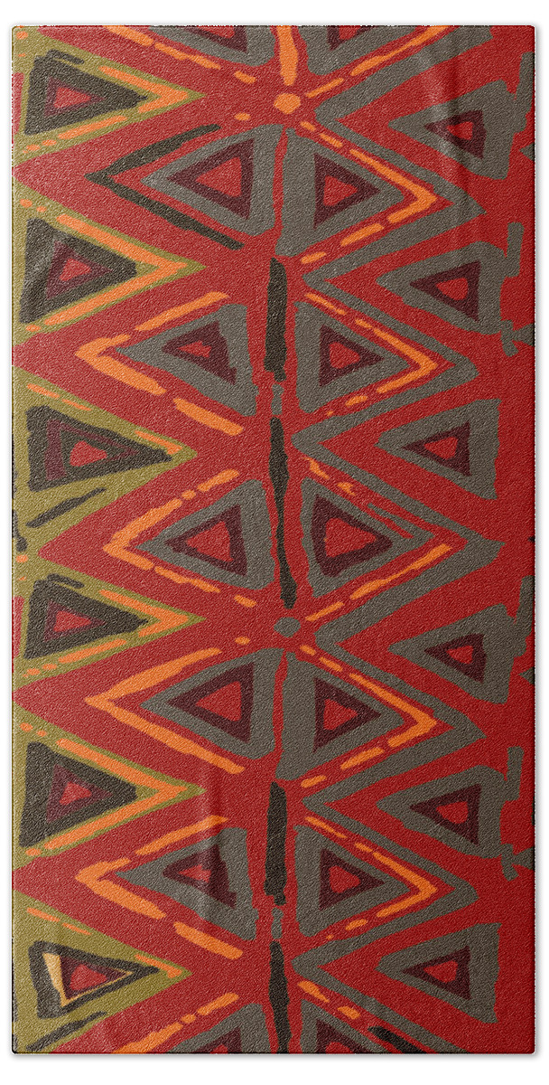 Aztec Fire Beach Towel featuring the drawing Aztec Fire by Vagabond Folk Art - Virginia Vivier