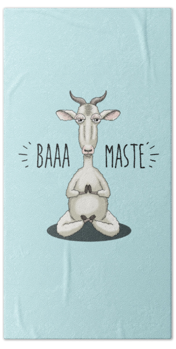Goat Beach Towel featuring the digital art Baaa-maste - Namaste Meditating Goat by Laura Ostrowski