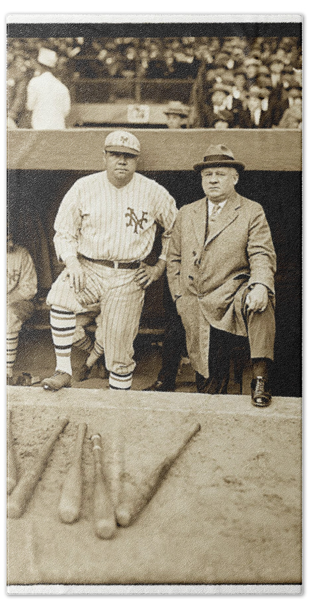 Babe Ruth And John Mcgraw Beach Towel featuring the photograph Babe Ruth and John McGraw by Carlos Diaz