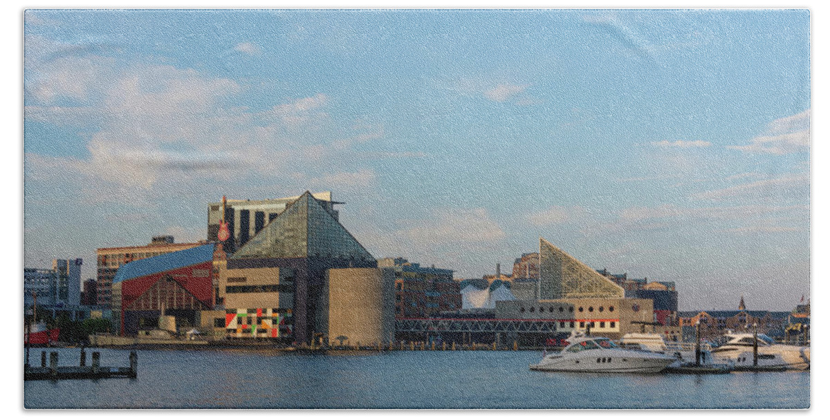 Baltimore Beach Towel featuring the photograph Baltimore Harbor on a Summer Evening by Liz Albro