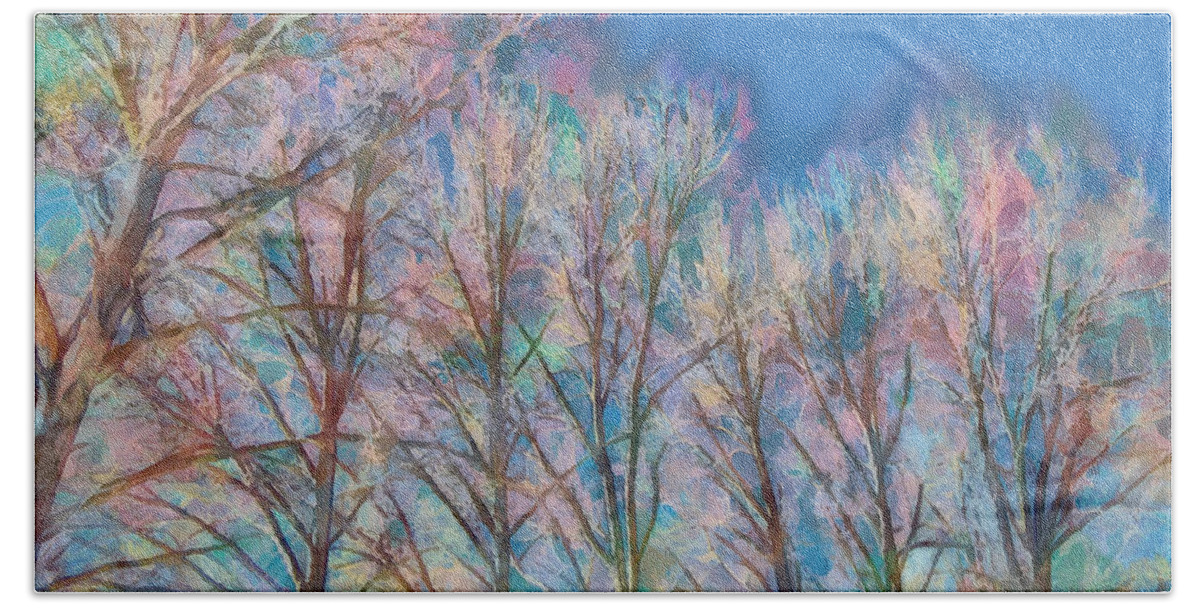 Tree Beach Towel featuring the digital art BareTrees, Early Spring by Robert Bissett