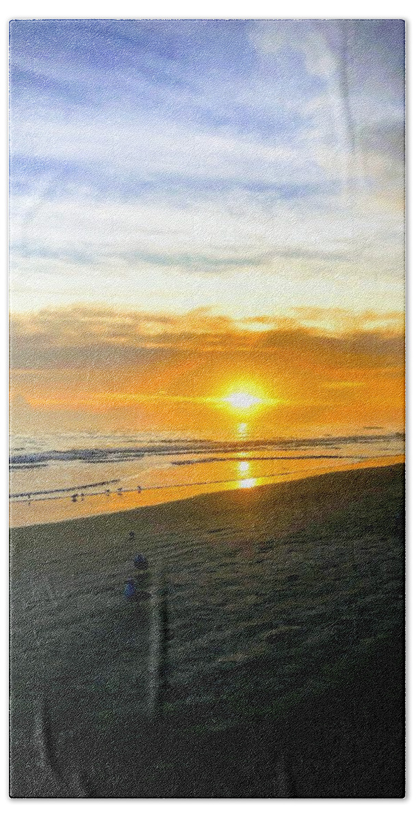 Sunrise Beach Sand Bird Beach Towel featuring the photograph New Smyrna Beach Sunrise #1 by Rocco Silvestri