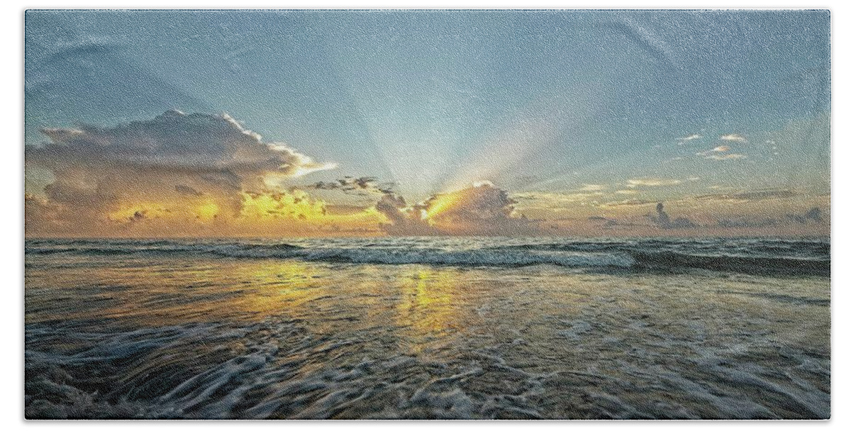 Sea Beach Towel featuring the photograph Beams of Morning Light 2 by Steve DaPonte